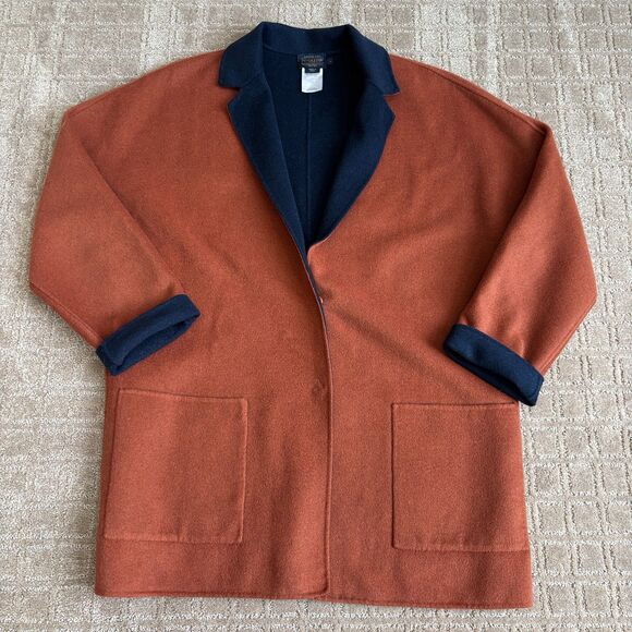 Pendleton Wool Double Face Long Jacket Blazer Women L Camel Brown Oversized Soft - Picture 3 of 9
